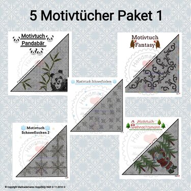Motivtuch "5 verschiedene Motive" in einem Paket - Häkeln