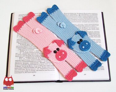 207 Crochet Pattern - Pig Bookmark or decor - Amigurumi PDF file by Zabelina CP