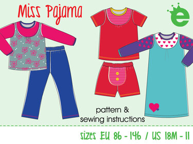 Miss Pajama children pajamas || Euro-size 86-146 / US-size 18m to 11 girls - Sewing