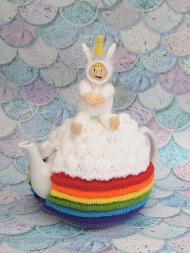 Unicorn Over the Rainbow Tea Cosy - Knitting