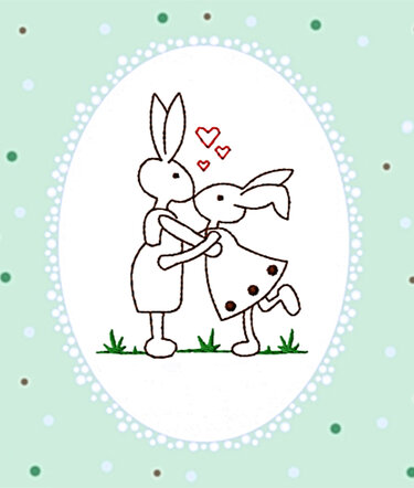 Stickdatei "Osterhasen Redwork“ Rahmen 10 cm x 10 cm - Sticken