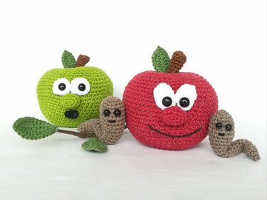 Äpfel mit Würmern - Häkelanleitung