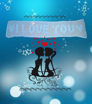 Tischläufer "I LOVE YOU" - Häkeln