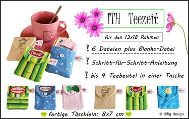 ITH Stickdatei Teezeit für^den 13x18 Rahmen - Sticken