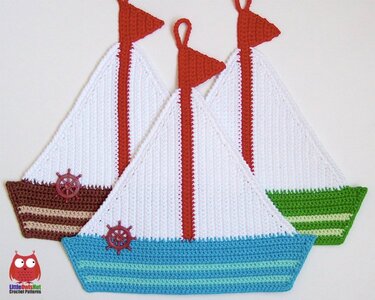 208 Crochet Patterns - Yacht Decor or potholders - Amigurumi PDF file by Zabelina CP