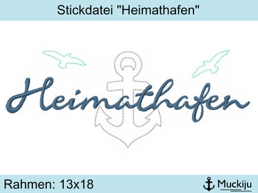 ★Stickdatei "Heimathafen" ★ Anker ★13x18★