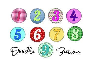 Stickdatei Zahlen Doodle Button - Rahmen ab 10 cm x 10 cm - Sticken