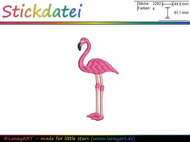 **Stickdatei "Flamingo" - Format: DST & PES** - Sticken