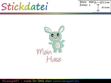 **Stickdatei "Mein Hase / Hase / Ostern" - Format: DST & PES** - Sticken