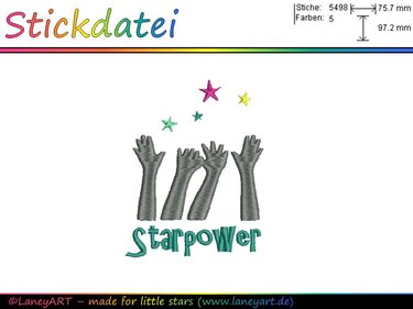 **Stickdatei "Starpower / Hände / Fans / Konzert" - Format: DST & PES** - Sticken