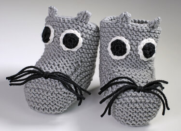 Strickanleitung für Babyschuhe Mäusekind mit Applikation von 3 - 12 Monate