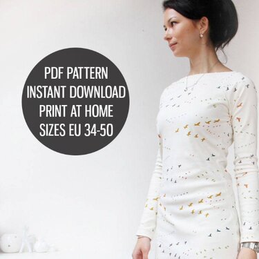 Ladies dress with raglan sleeves - Sewing pattern PDF
