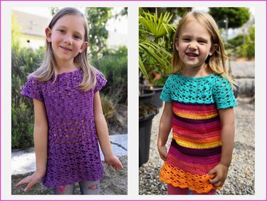 Häkelanleitung *Tunika im Muschelmuster* Gr. 98 und Gr. 116, anpassbar an andere Größen