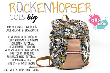 Floral gemusterter Rucksack mit hellbraunen Kunstlederdetails und Reißverschluss