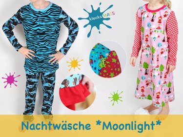 Kinderpyjama / Nachtwäsche *MOONLIGHT* von klecksMACS - Nähanleitung / E-Book in PDF