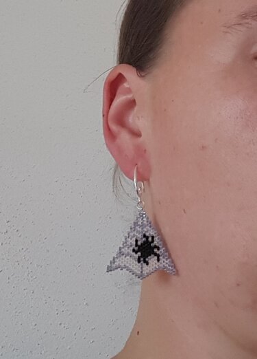 Spinne im Netz / Anhänger / Ohrring - Basteln