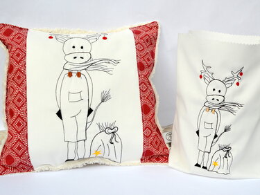 Stickdatei Elch Weihnachtselch Redwork verschiedene Größen SET - Sticken