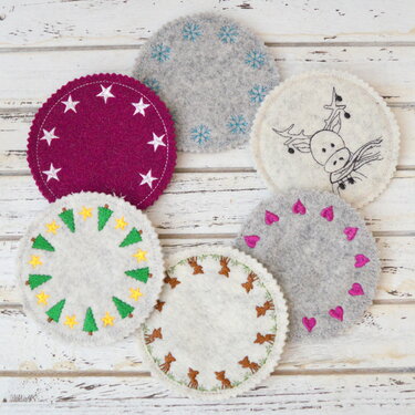 ITH Stickdatei Untersetzer Weihnachten 6 Motive - Sticken