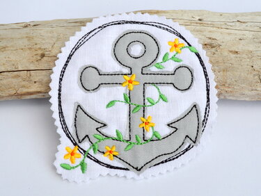 Stickdatei Anker Blumenranke doodle - Sticken