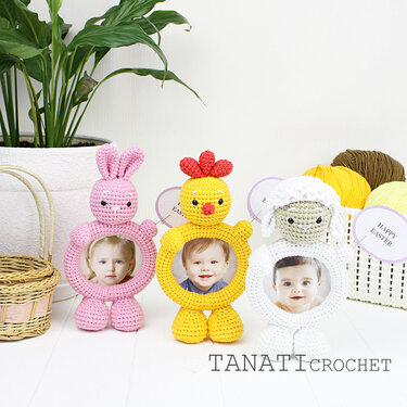 Crochet Pattern Photo Frame-Holder Easter Collection
