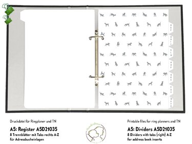 A5 Trennblätter A-Z Register Hunde platin A5D21035 - Basteln