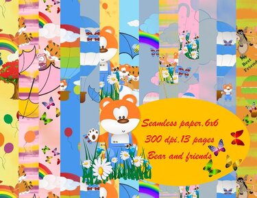 Seamless paper Bear and friends - Crafts