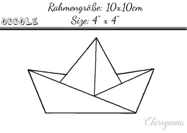 Papierschiff Doodle 10x10 - Sticken