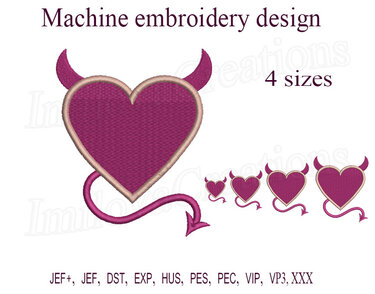 Devil Heart Machine Embroidery Design