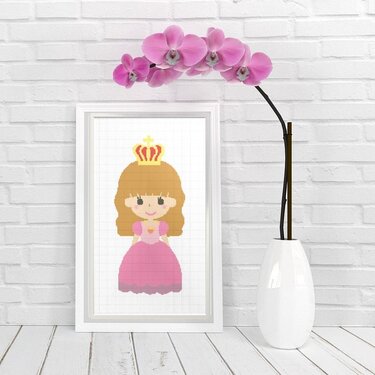 Princess in pink dress embroidery