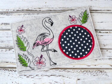 Stickdatei Mug Rug Untersetzer Flamingo 13x18cm und 13x20cm - Sticken