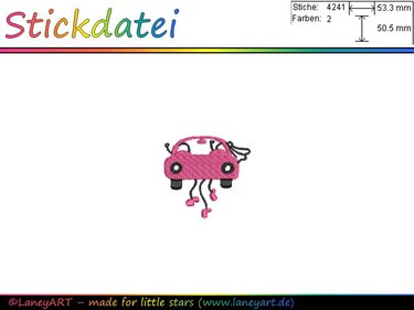 Stickdatei / Stickmotiv "Brautauto - Hochzeitspaar" - Sticken