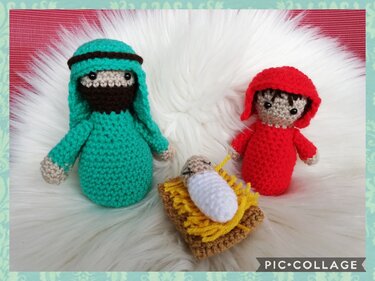 Maria und Josef mit Baby, Häkelanleitung, auch für Anfänger