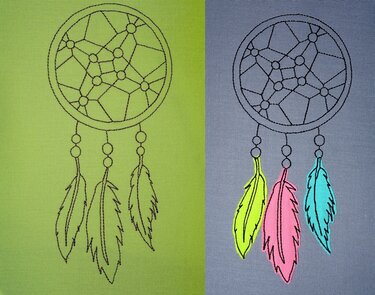 Doodle Traumfänger Feder Stickdatei - Sticken