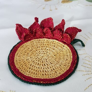 Häkelanleitung für  Untersetzer Weihnachsstern (Blume)