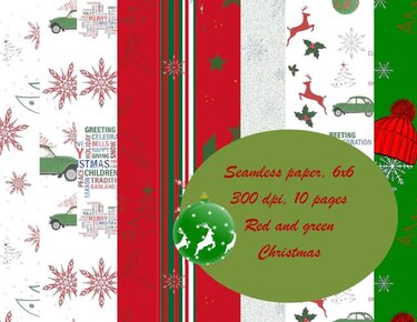 Seamless paper, Red and green Christmas - Crafts