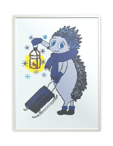 Cross Stitch pattern Hedgehog Winter - Embroidery