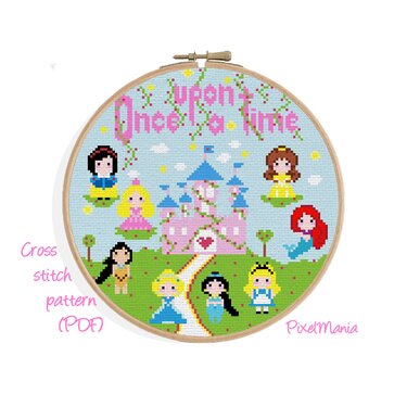 Kreuzstich * Once upon a time - Prinzessinnen * Grafik für Stickbild - Sticken