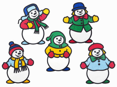 Fensterbild – Schneemänner – Bastelanleitung und Vorlagen