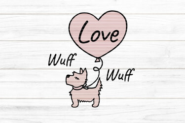 Terrier mit Herz Plotterdatei SVG DXF FCM - Plotting