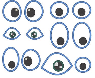 Augen für Kuscheltiere Kissen Bettschlagen Stickdatei - Sticken