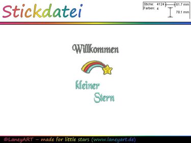 Stickdatei "Willkommen kleiner Stern" - Sticken