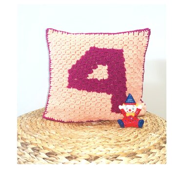 Anleitung Kissen Zahl 4 - Häkeln