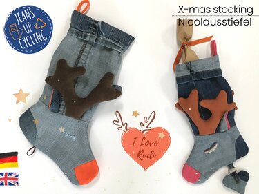 X-Mas Stocking Reindeer "RUDI", pattern + photo tutorial - Sewing