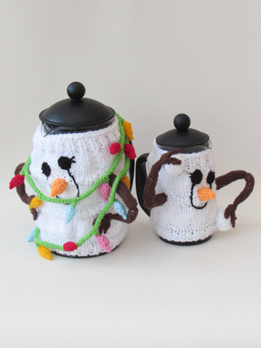 Snowmen Cafetiere Cosies Knitting Pattern