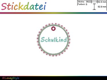 Stickdatei "Einschulung - Anhänger Schulkind" (ITH) - Sticken