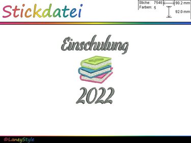 Stickdatei "Einschulung Bücher 2022" - Sticken