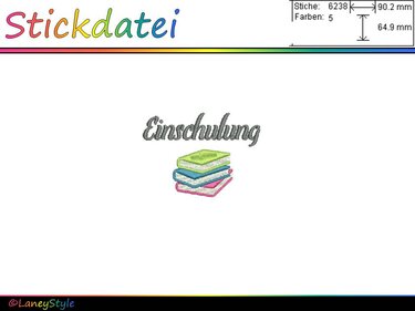Stickdatei "Einschulung Bücher" - Sticken