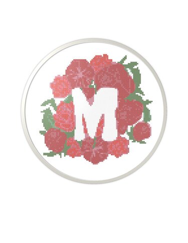 M letter cross stitch pattern - Embroidery