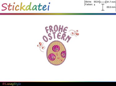 Stickdatei "FROHE Ostern - Florales Osterei" - Sticken