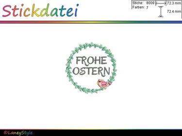 Stickdatei - Stickmotiv "FROHE Ostern - Vögelchen" - Sticken